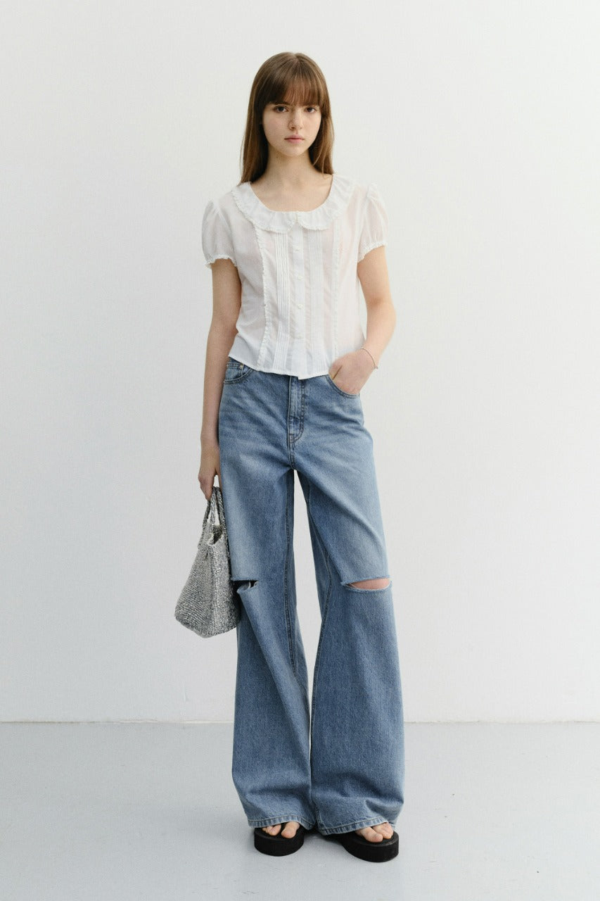 Dunst Frill Collared Blouse White