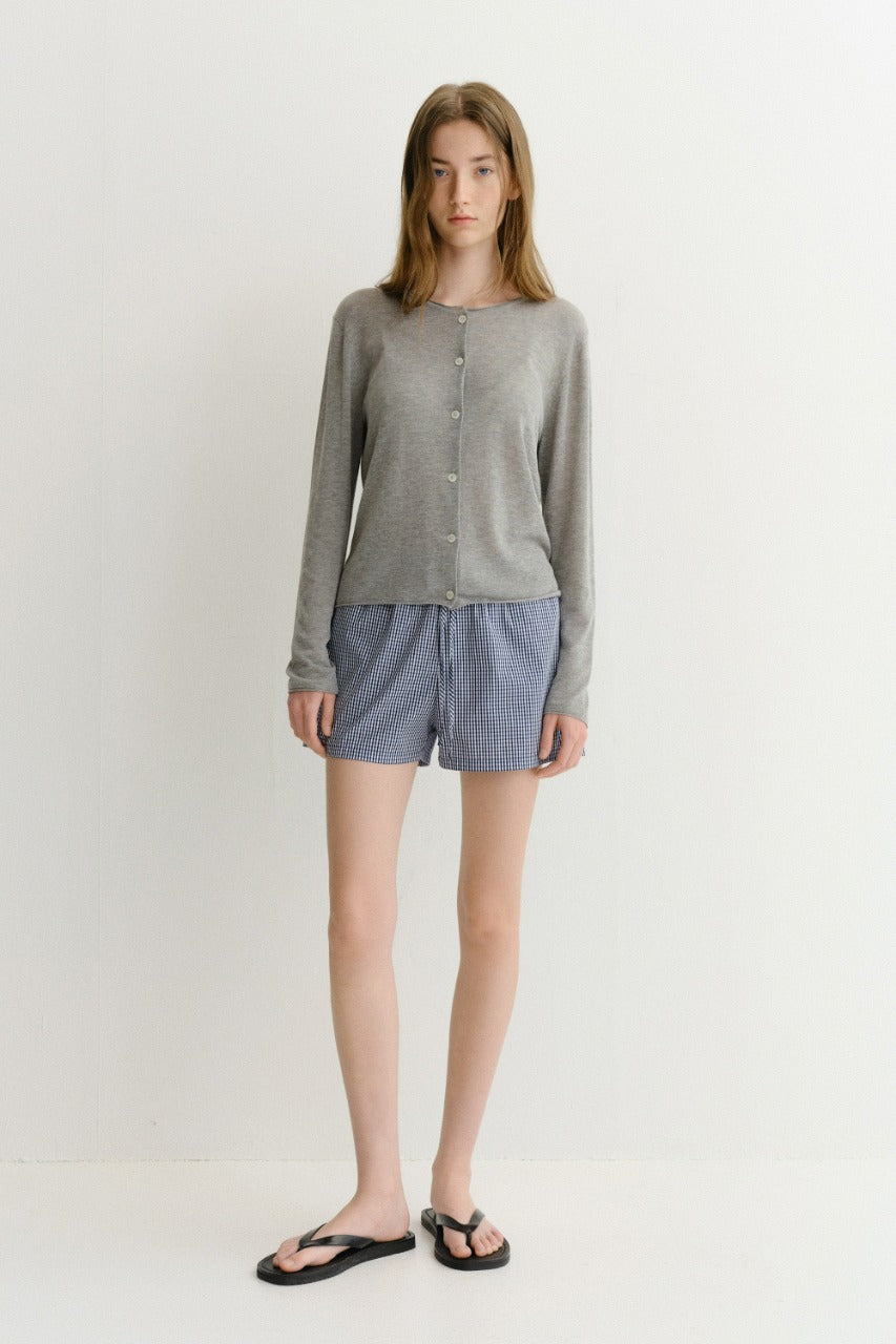 Dunst Summer Essential Crewneck Cardigan Melange Grey