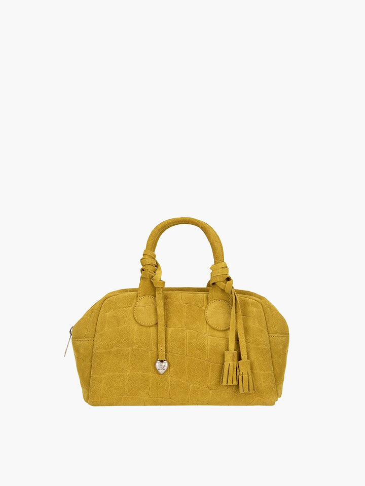 Margesherwood Soft Bowling mustard croc-effect suede