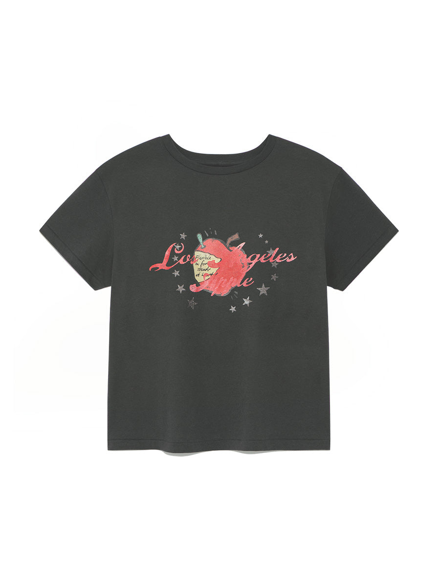 GLOWNY Apple Graphic Tee (Charcoal)