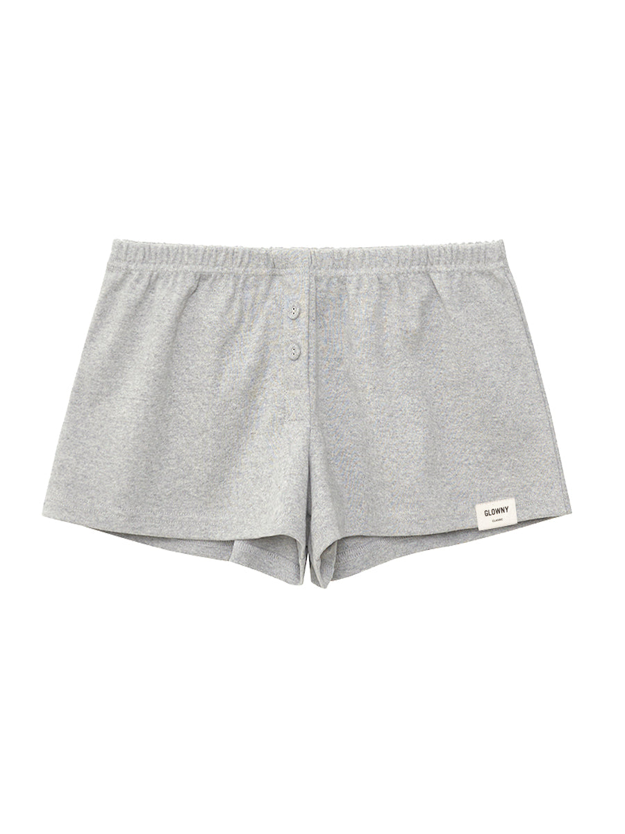 GLOWNY Button Fly Mini Shorts (Melange Gray)