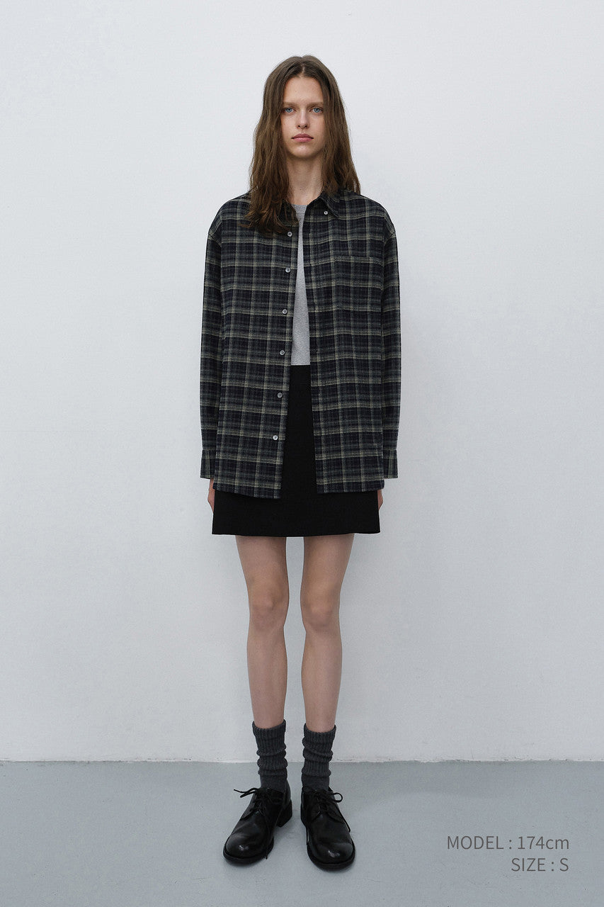 Dunst Unisex Checked Flannel BD Shirt Navy Grey