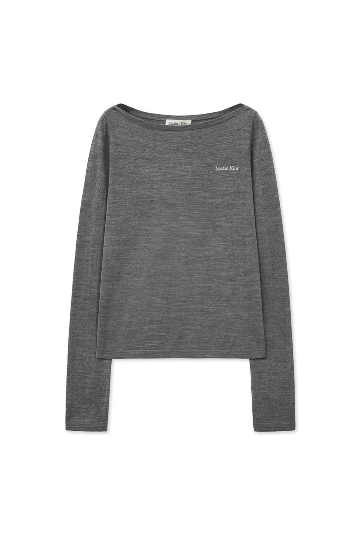 Matinkim Essential Boat Neck Knit Top IN Grey