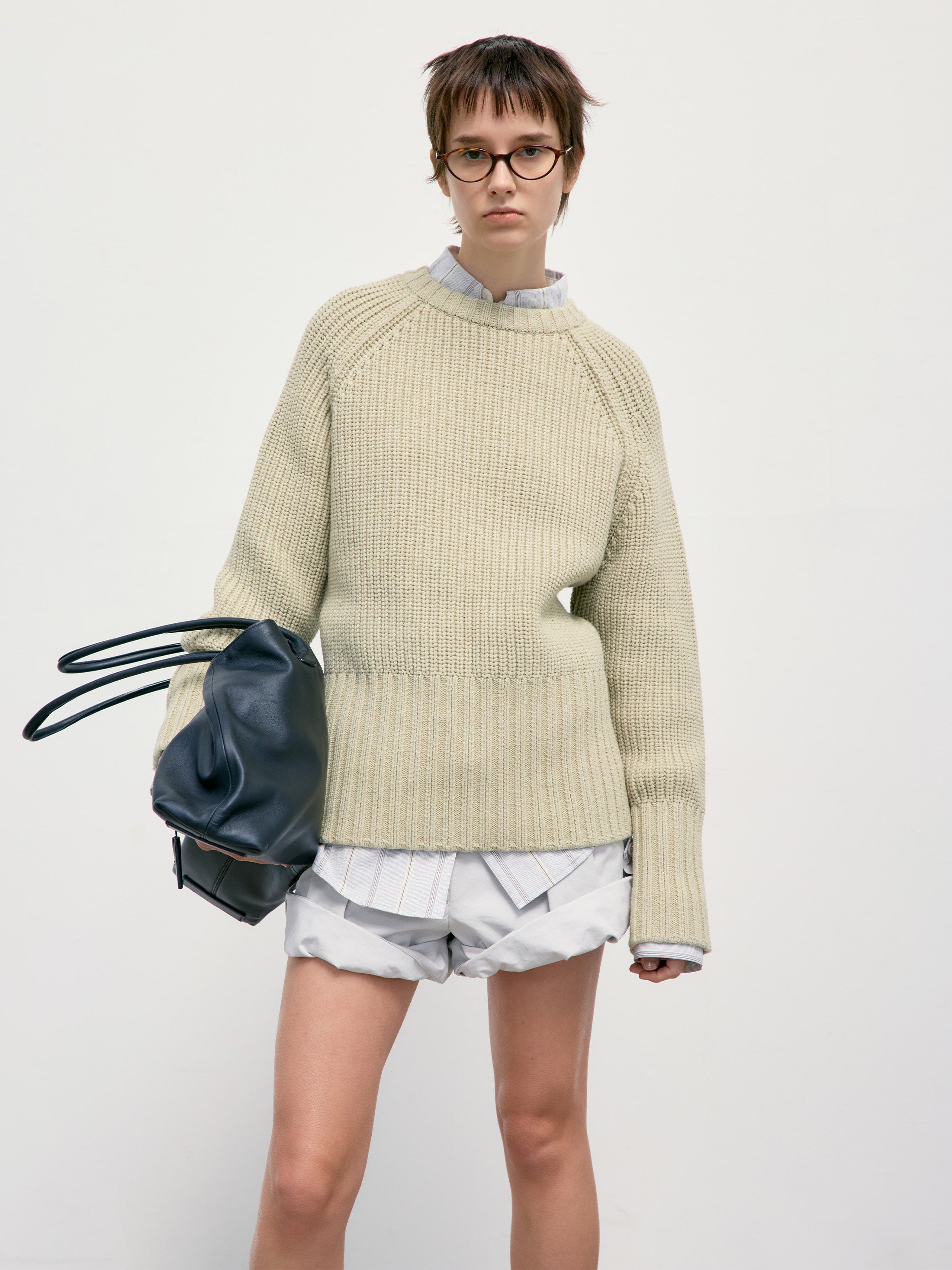 Low Classic Chunky Rib Knit Sweater Light Green