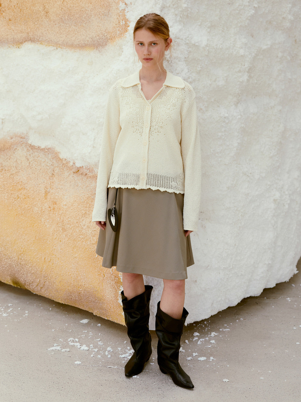Low Classic Crochet Knit Shirt Cream