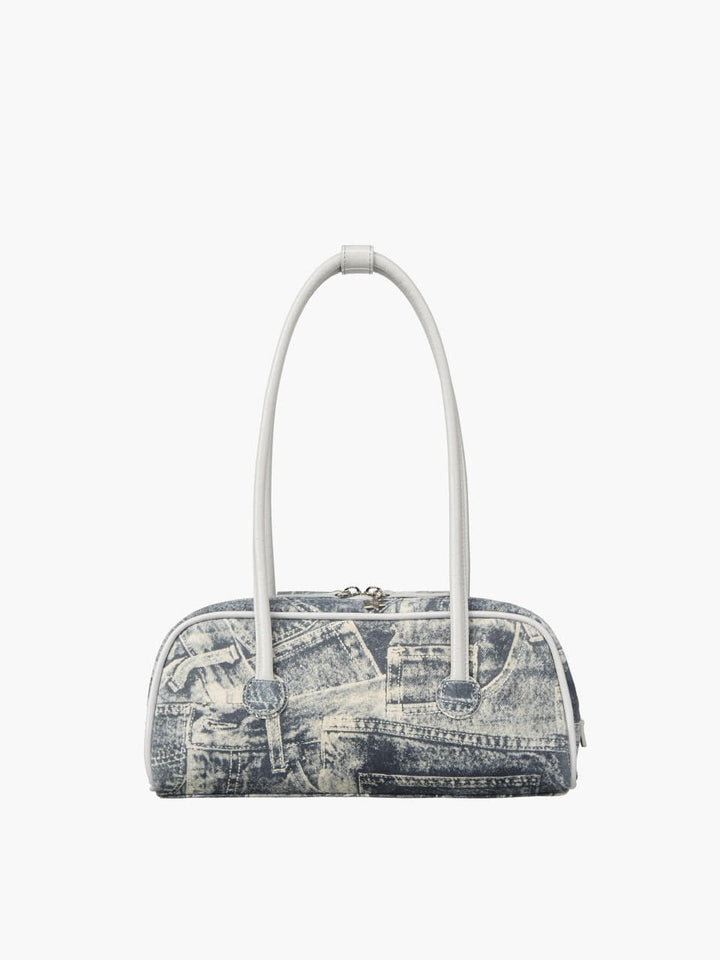 Margesherwood Soft Boston EW Piping light grey printed suede+crinkle