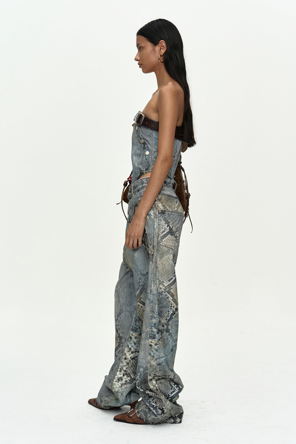 Andersson Bell Python Fade Denim Printed Overlay Jeans