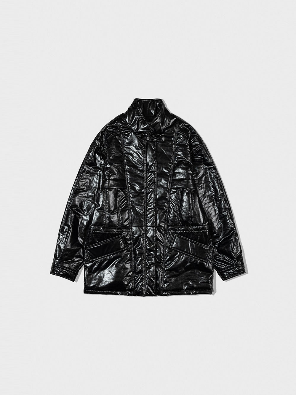 Low Classic Padded Stitch Leather Half Jacket Black