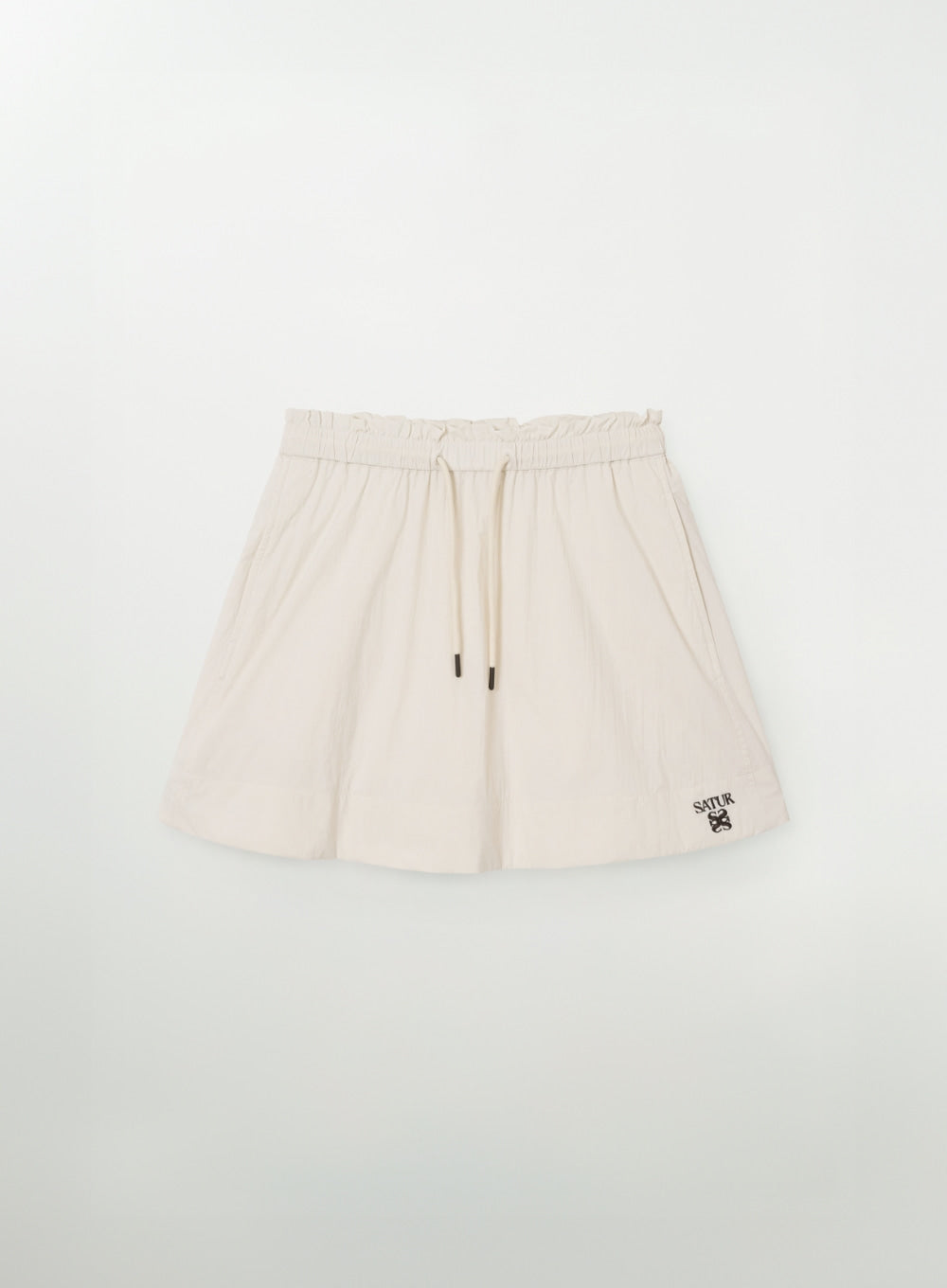 Satur Logo String Nylon Flare Skirt - Cream