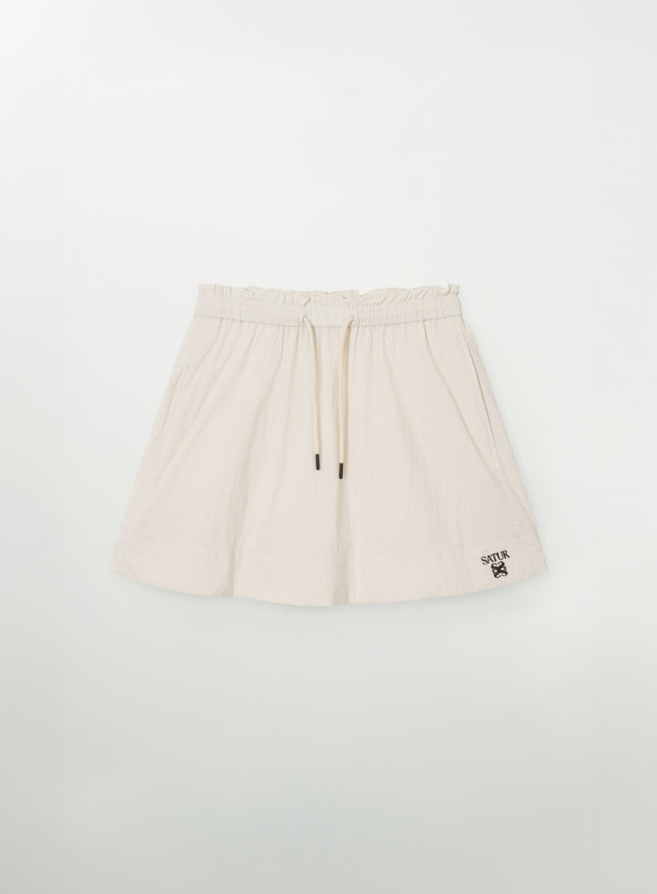 Satur Logo String Nylon Flare Skirt - Cream