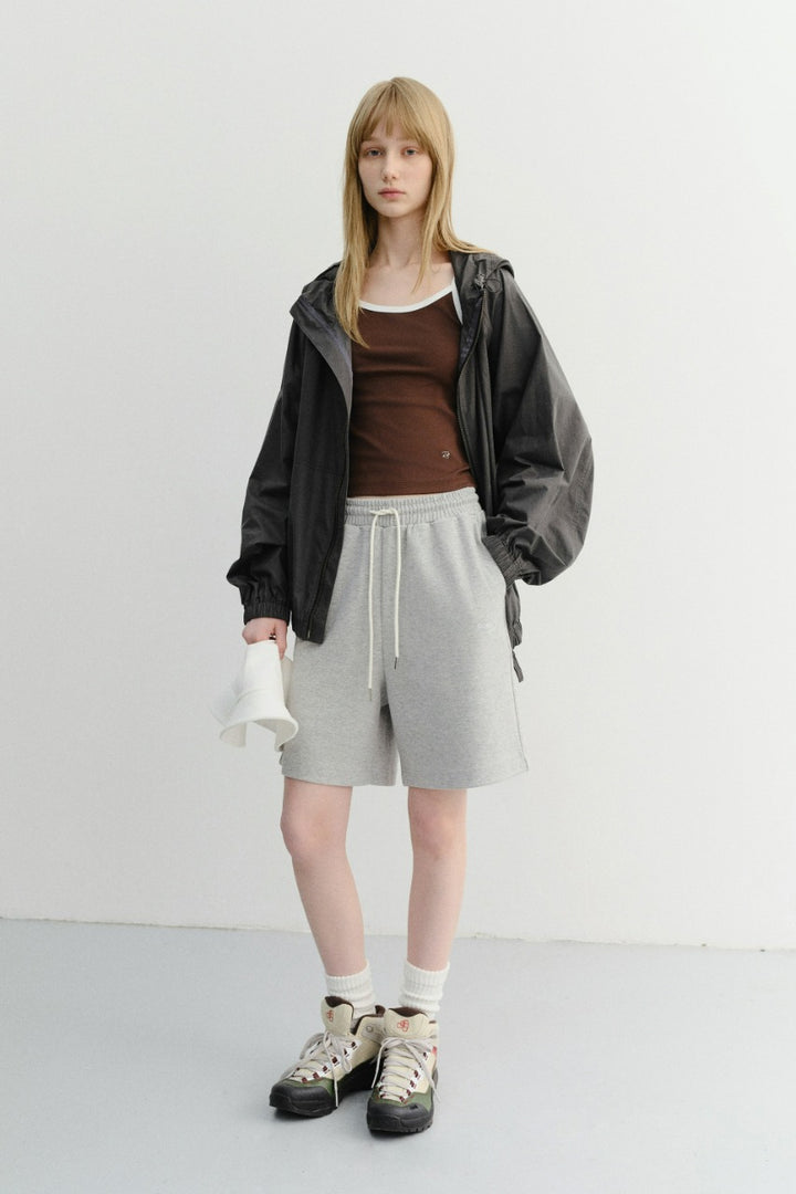 Dunst Unisex Logo Sweat Shorts Melange Grey