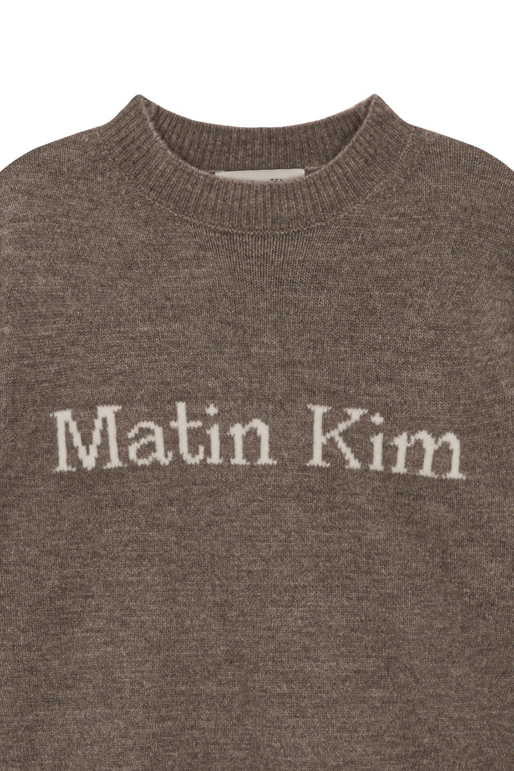 [matinkim] COLOR LINE POINT LOGO KNIT PULLOVER IN BROWN