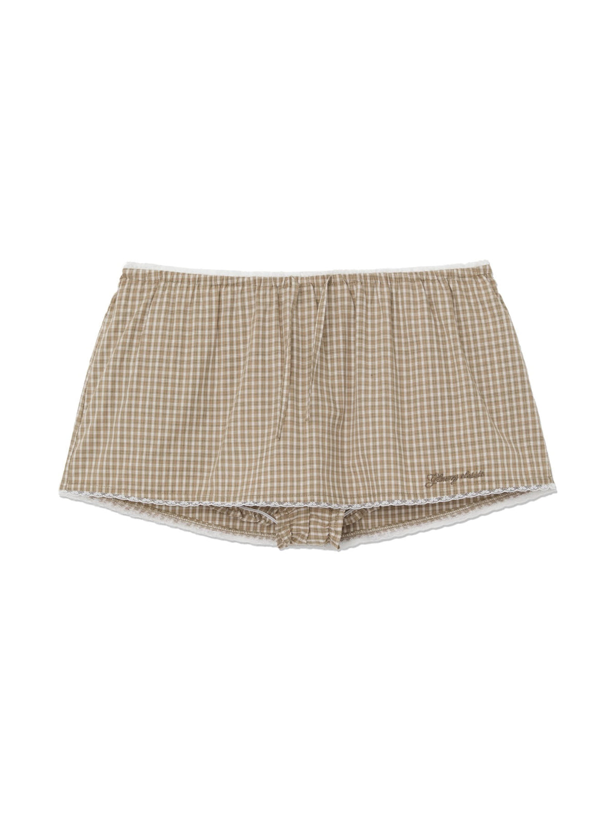 GLOWNY G Classic Lace-Up Mini Skirt (Beige)