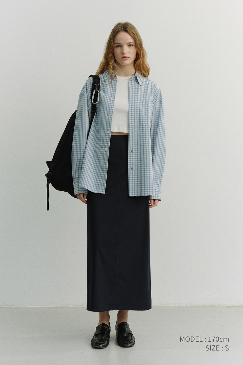 Dunst Unisex Oversized BD Checked Shirt Soft Blue Check