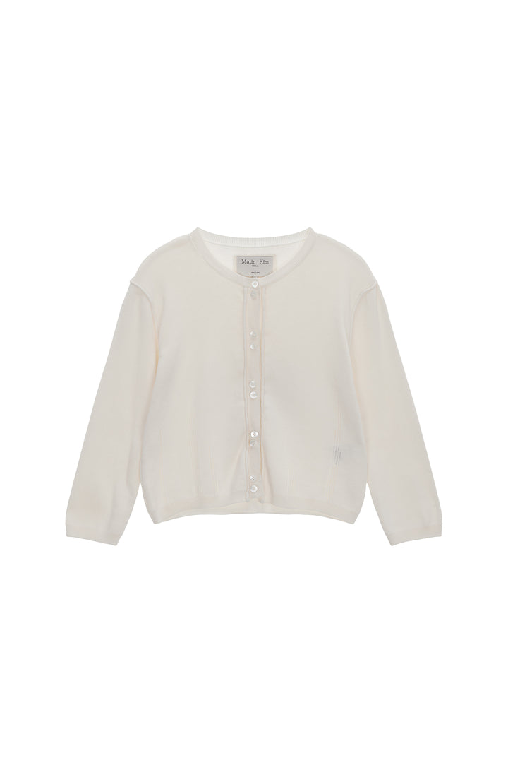 Matinkim Three Quarter Sleeve Round Cardigan IN White