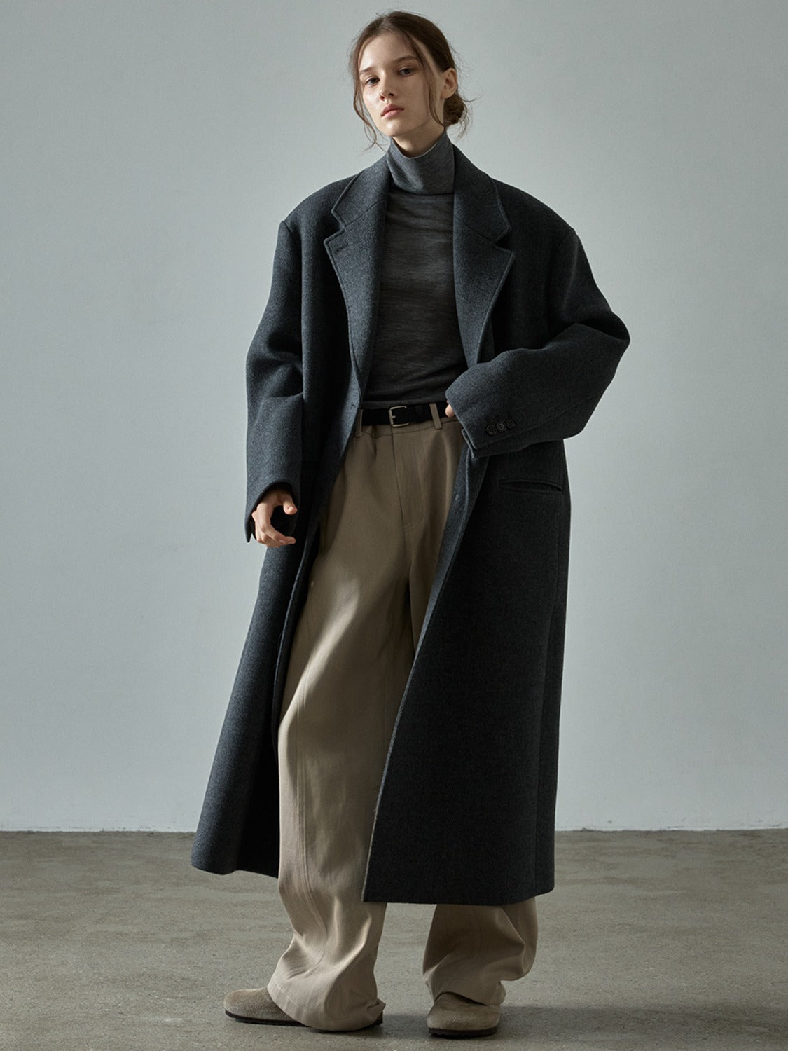 Facade Pattern Cashmere Single Coat charcoal