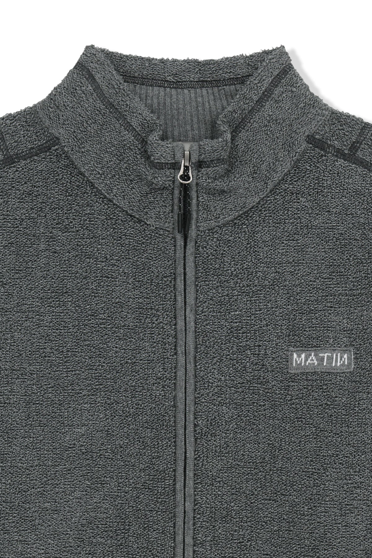 Matinkim Boucle Texture Knit Zip UP IN Grey