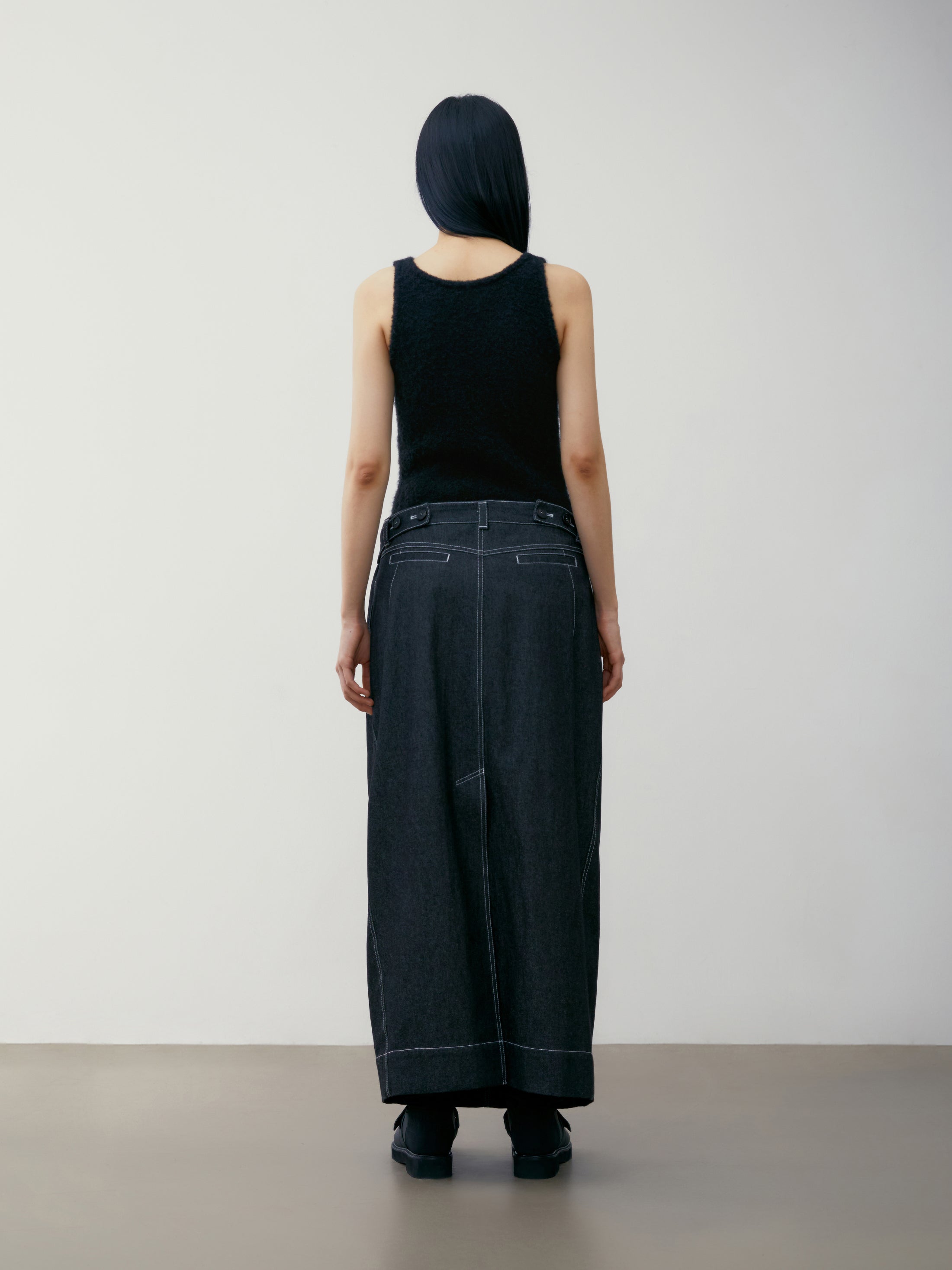 [low_classic] DOUBLE WAIST DENIM LONG SKIRT
BLACK