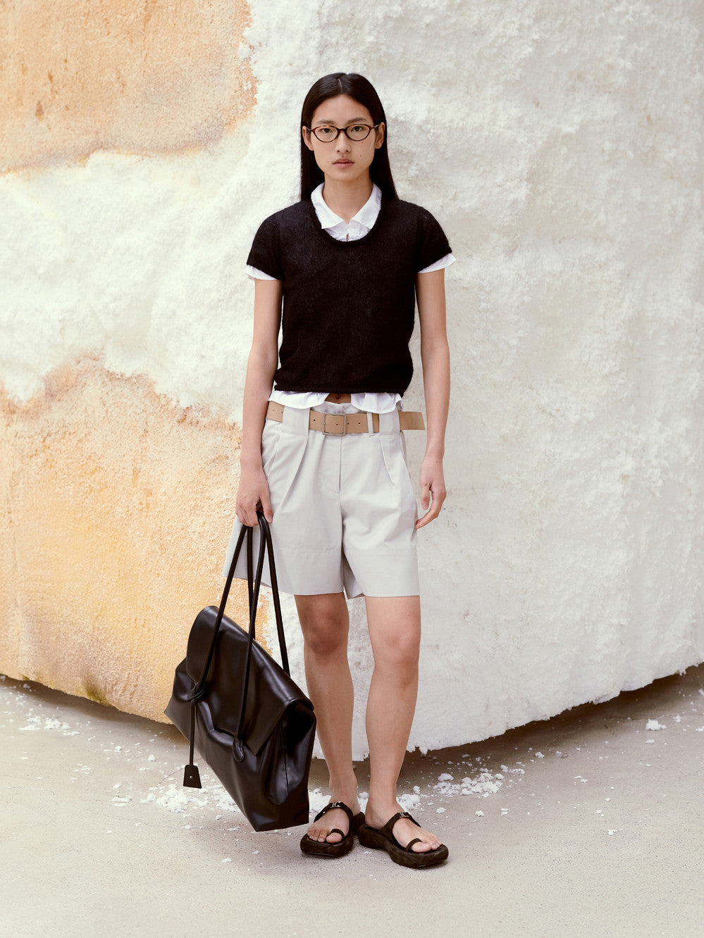 Low Classic Tuck Point Turn-Up Shorts Light Grey