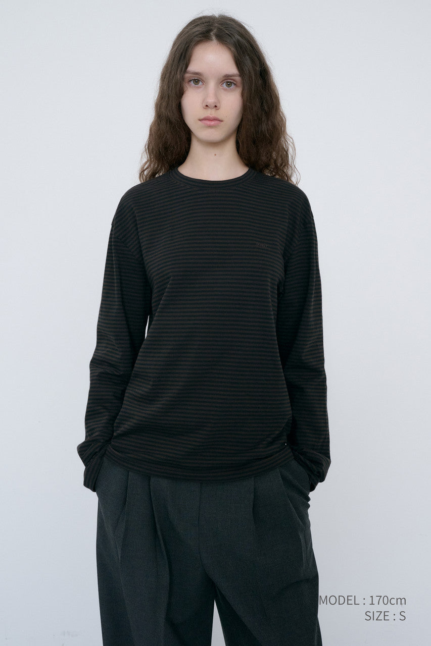 Dunst Unisex Muted Striped T-Shirt Brown