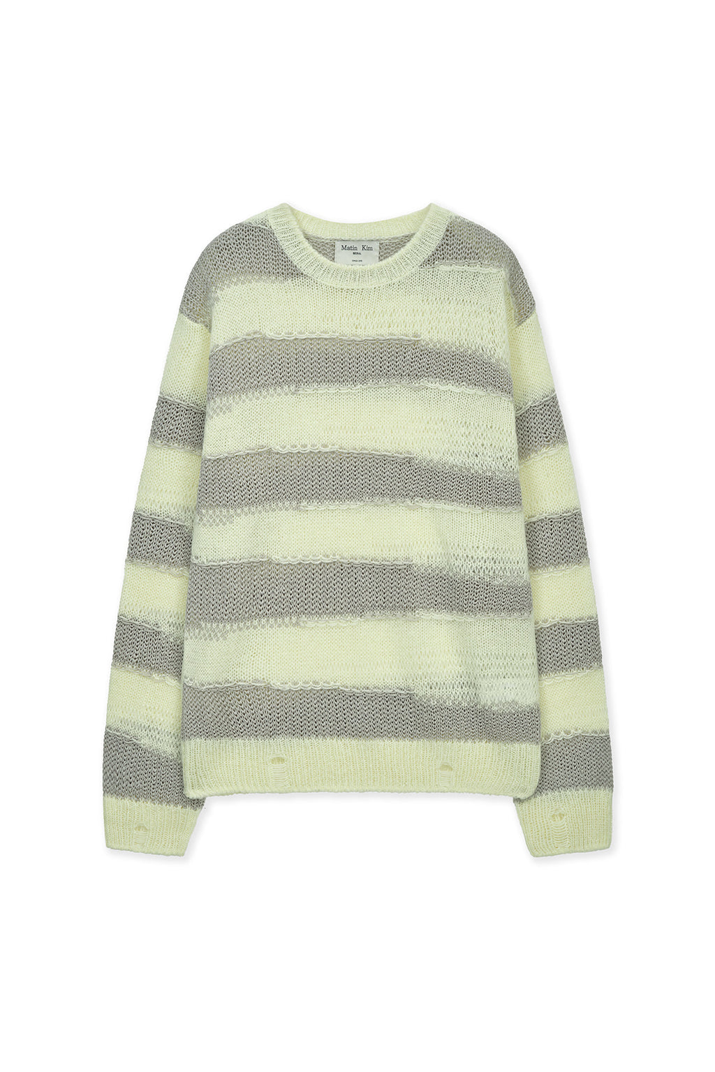 Matinkim Texture Block Stripe Knit Pullover IN Light Yellow