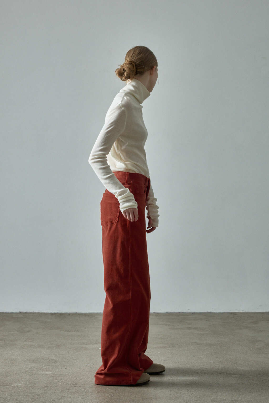 Facade Pattern Classic Corduroy Pants brick red
