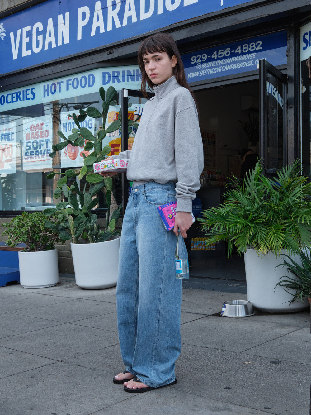 Low Classic Lc Sweat Half Zip-Up Melange Grey