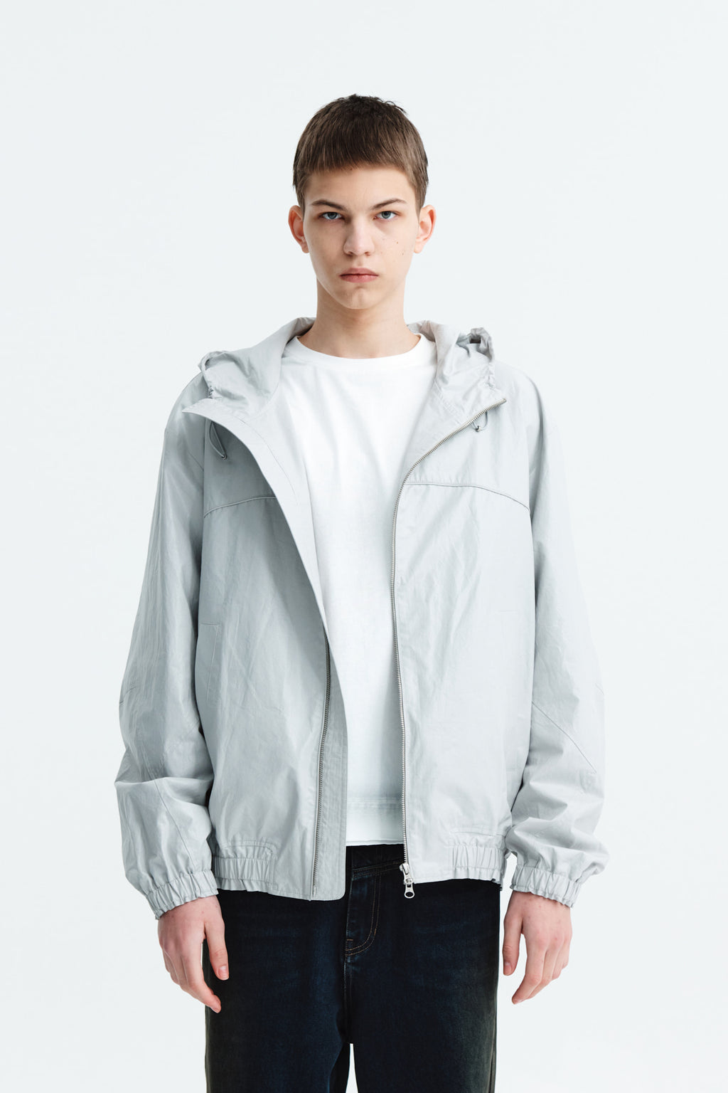 Matinkim Matin High Neck Coating Hoody Jumper For Men IN Light Grey