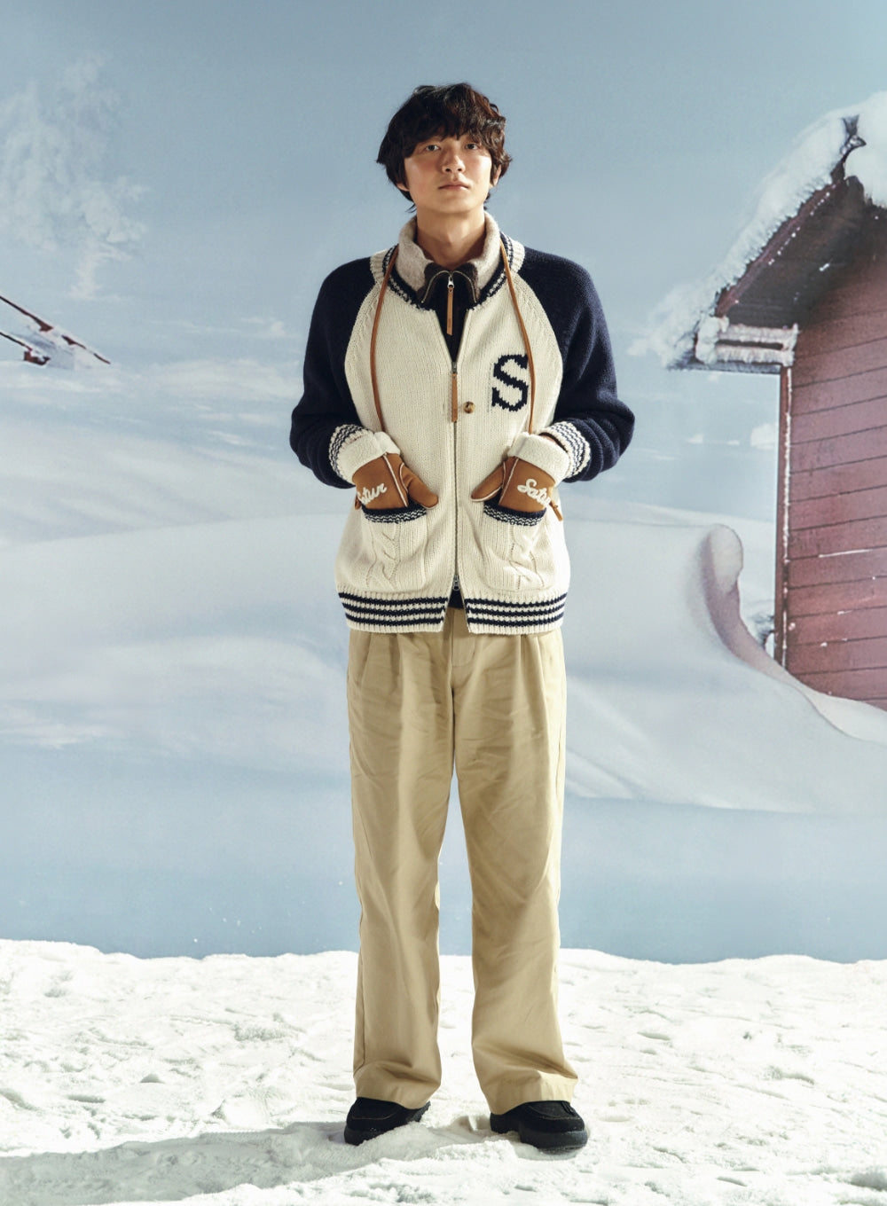 [satur] Shearling Gloves - Brown