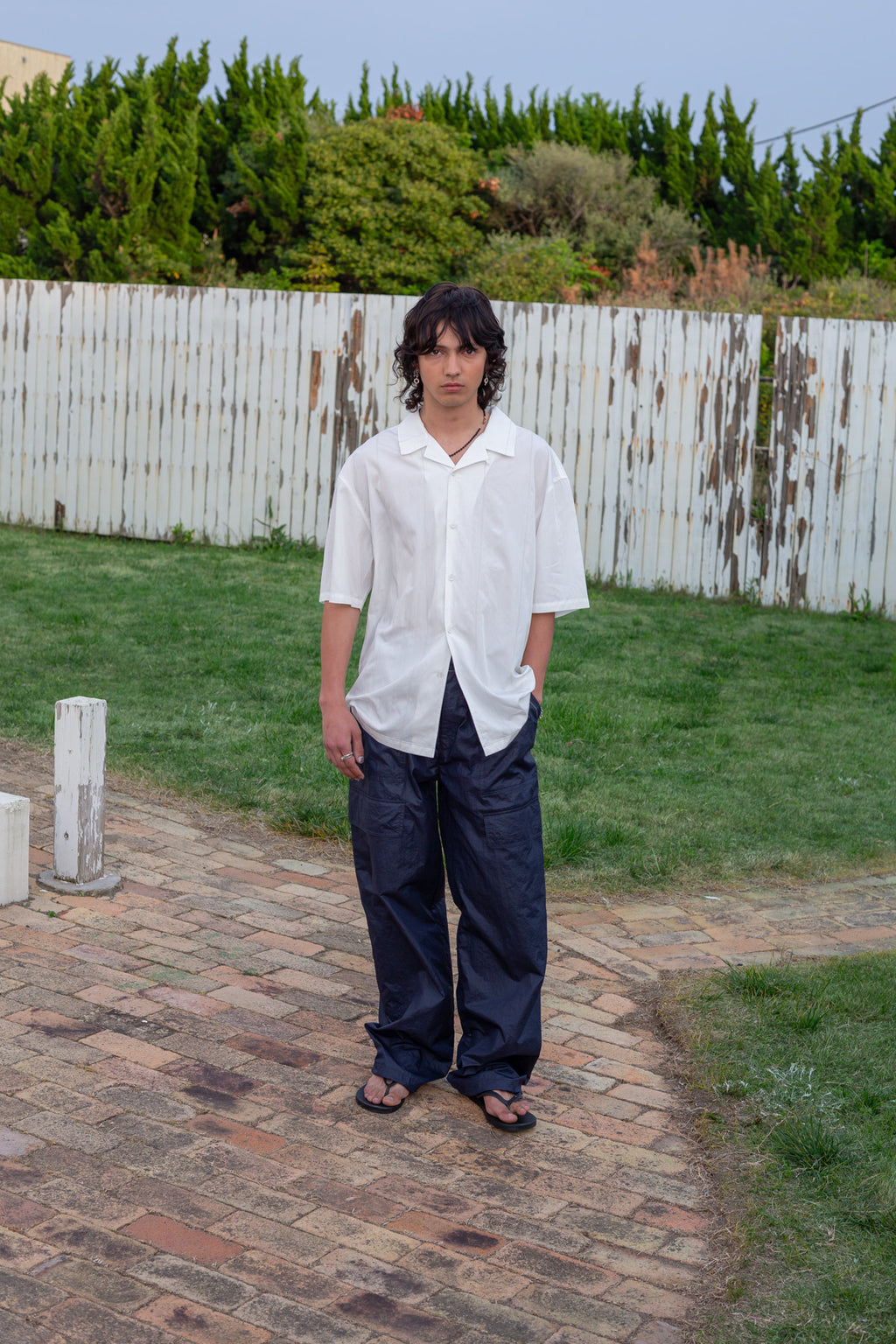 [matinkim] STITCH POINT NYLON PANTS FOR MEN IN NAVY