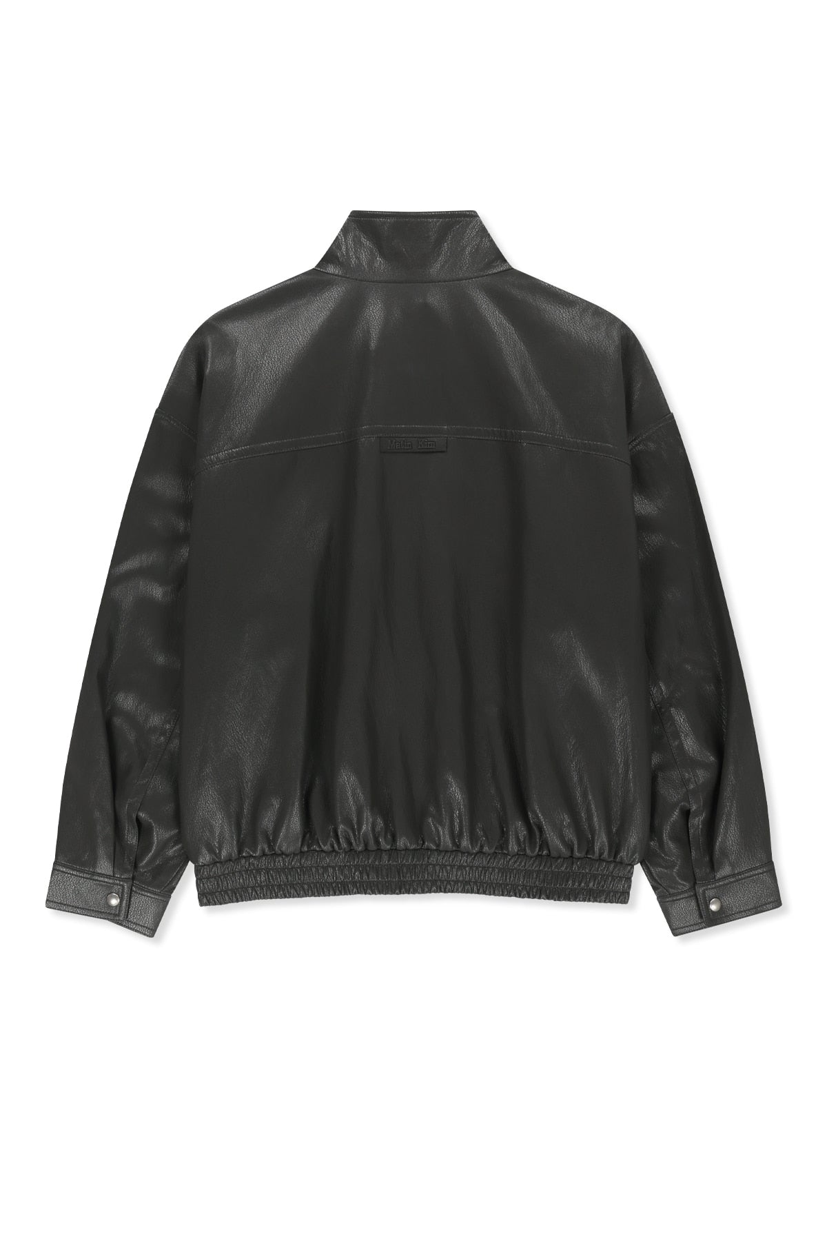 Matinkim Small Logo Faux Leather High Neck Jumper IN Dark Brown
