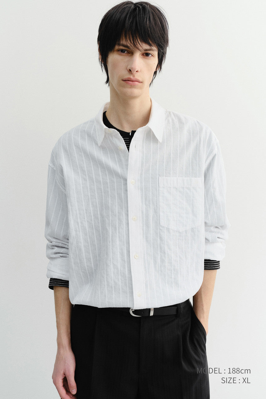 Dunst Unisex Classic Overshirt White Stripe