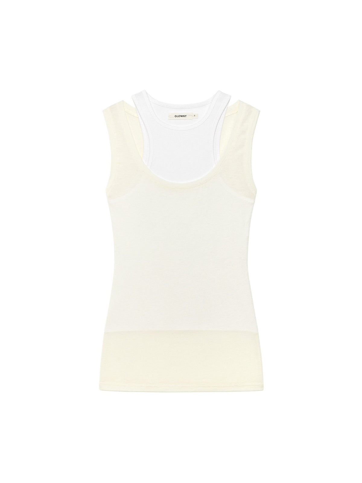 GLOWNY Soft Layered Scoop Top (Ivory)