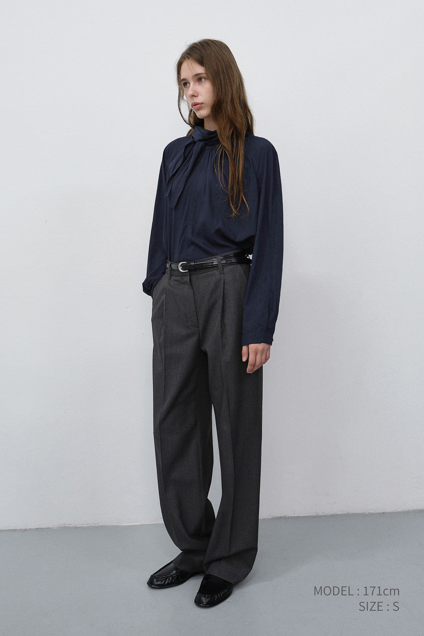 Dunst Pleated Semi-Wide Slacks Charcoal Grey