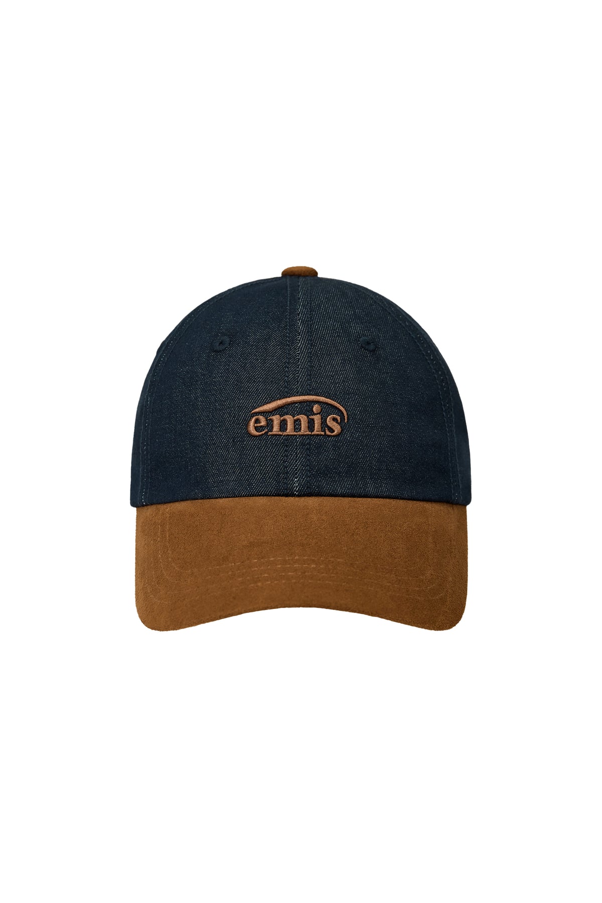Emis Small Logo Suede Brim Ball Cap-Blue Denim