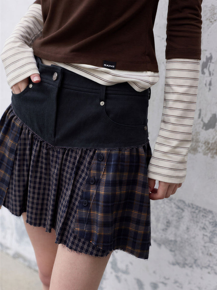 Raive Mix Check Mini Skirt