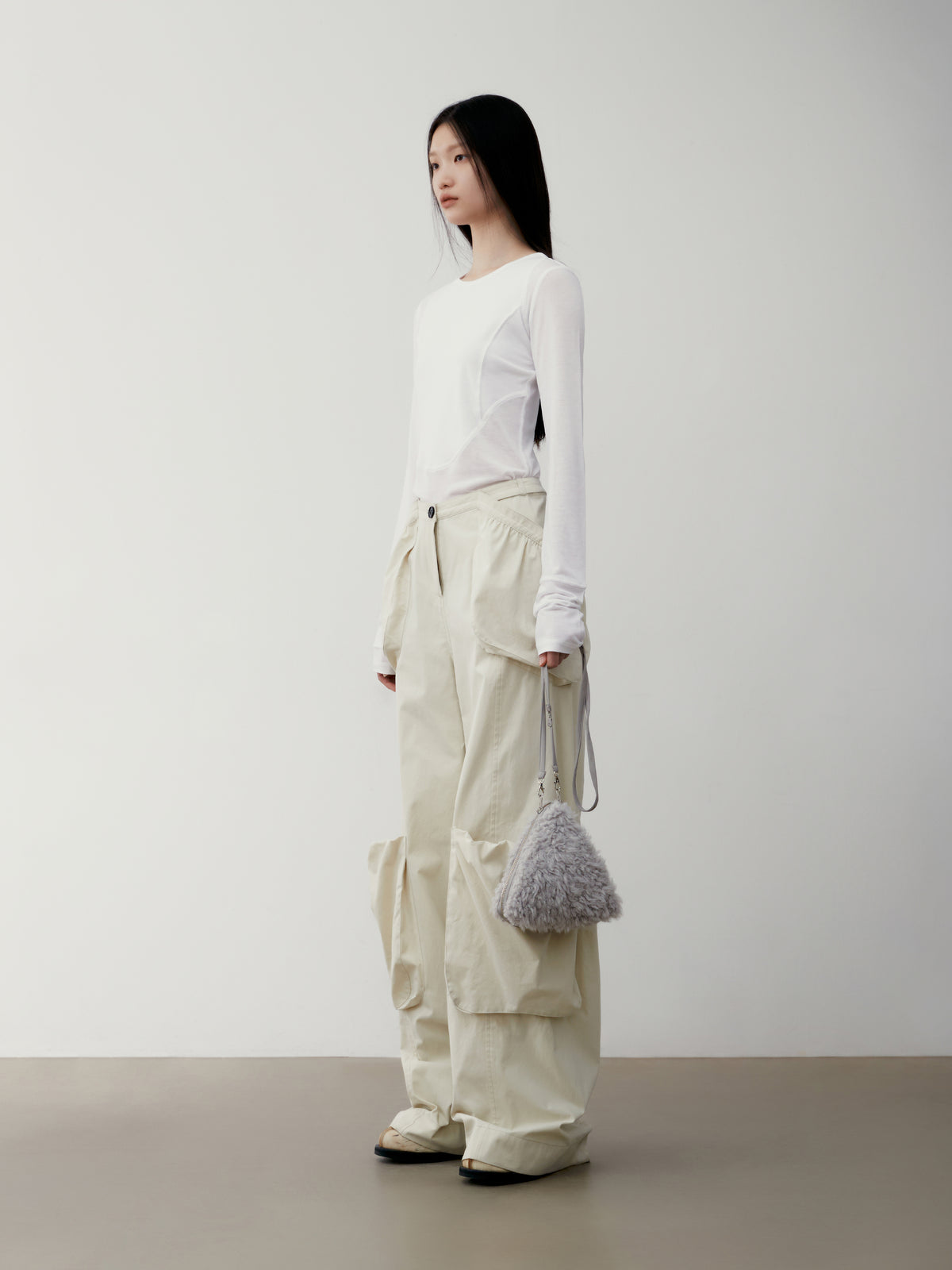 Low Classic Bubble Pocket Pants Cream