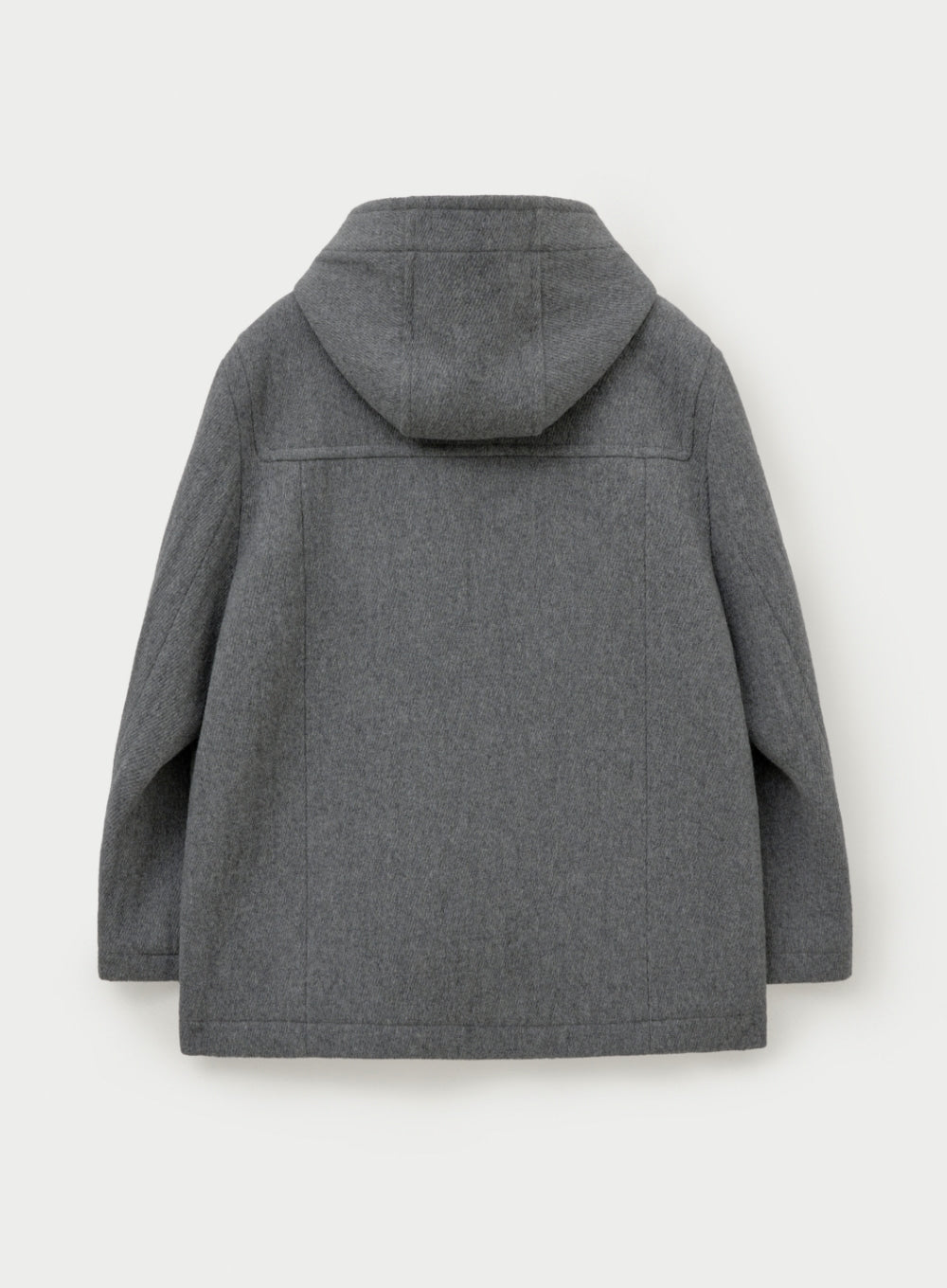 [satur] (W) Hood Wool Blend Duffle Half Coat - Gray