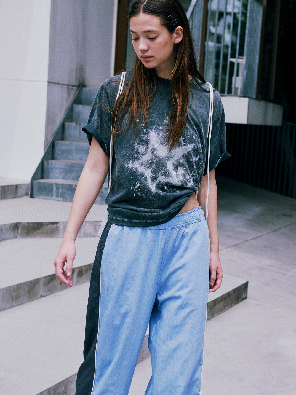 [Low Classic] Vintage Washed Sparkling T-Shirt_Charcoal