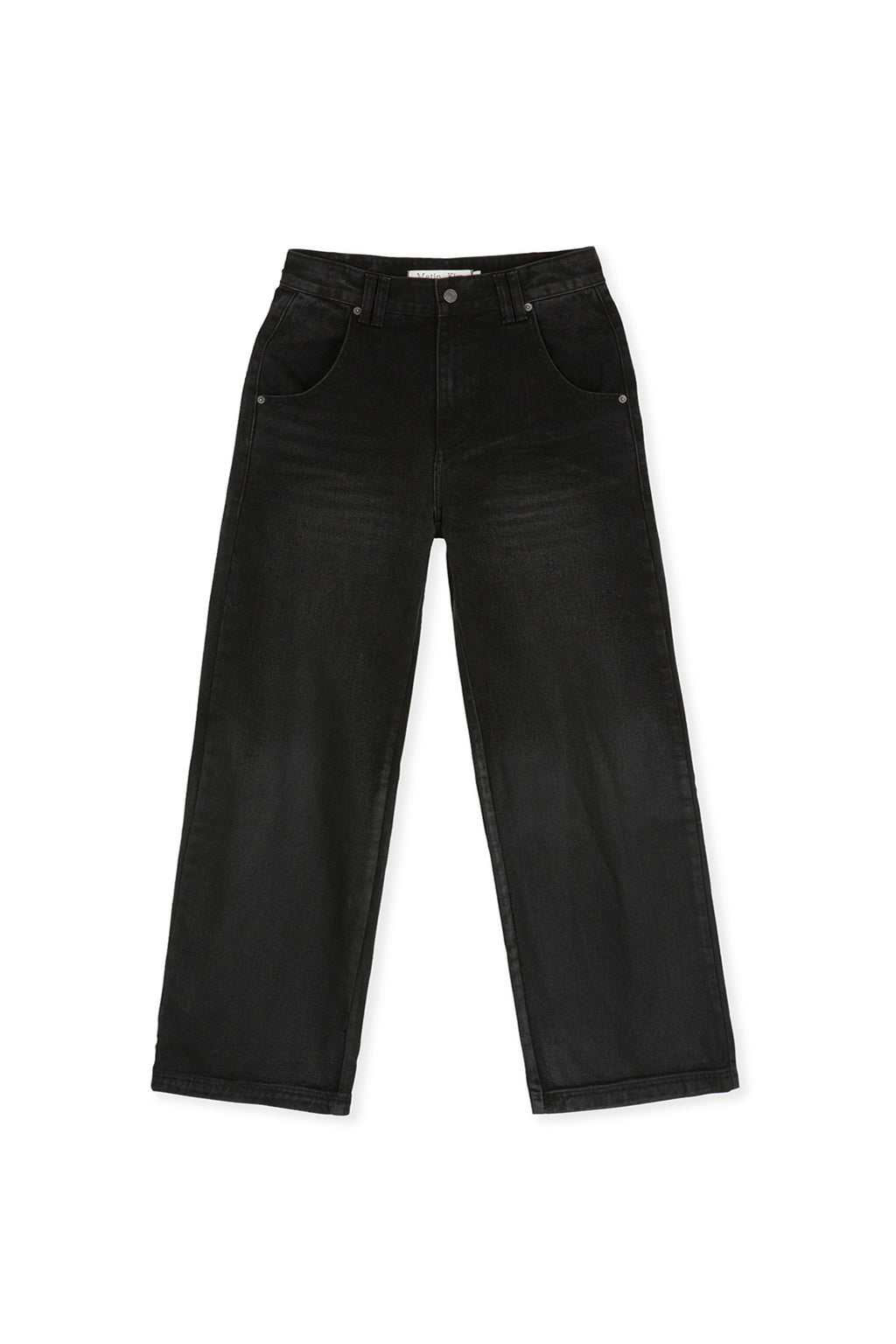 [matinkim] PEACHES COATING WASHED DENIM PANTS FOR MEN IN BLACK
