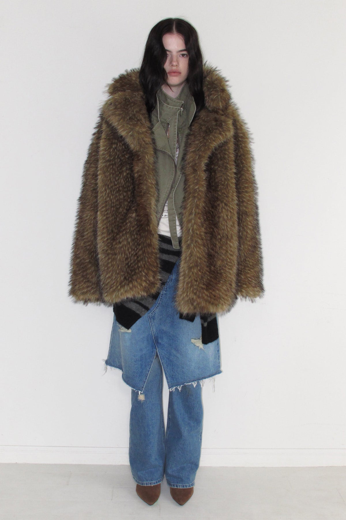 Instantfunk Vintage Racoon Fur Coat - Brown