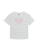Mlb Women's Dots Pattern Lettering Slim Semi Crop T-shirts