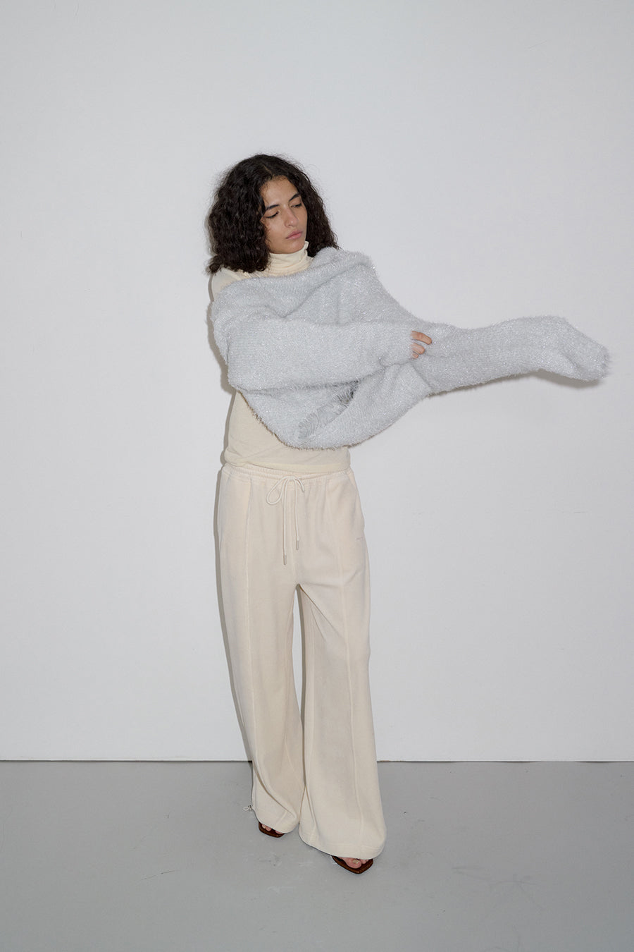 Overdueflair Hairy Glitter Knit Silver