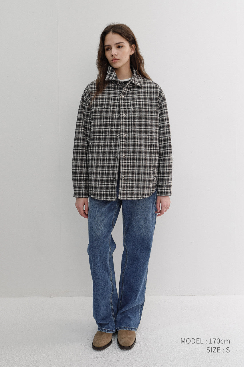 Dunst Unisex Quilted Flannel Shirt Black Check