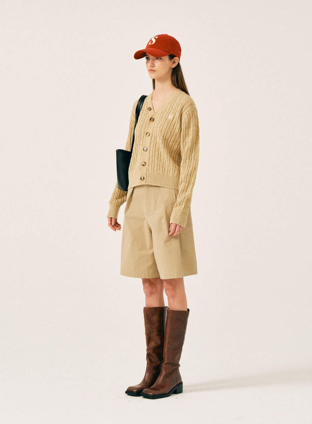 [satur] (W) Faro Over Size Cable Cardigan - Organic Beige