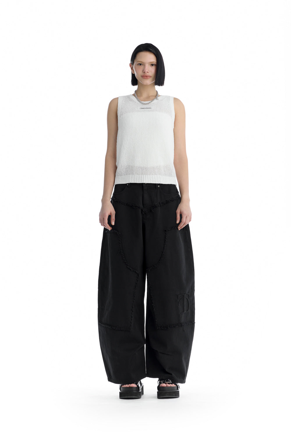 Treemingbird Essential Ribbed Sleeveless Knit Top White