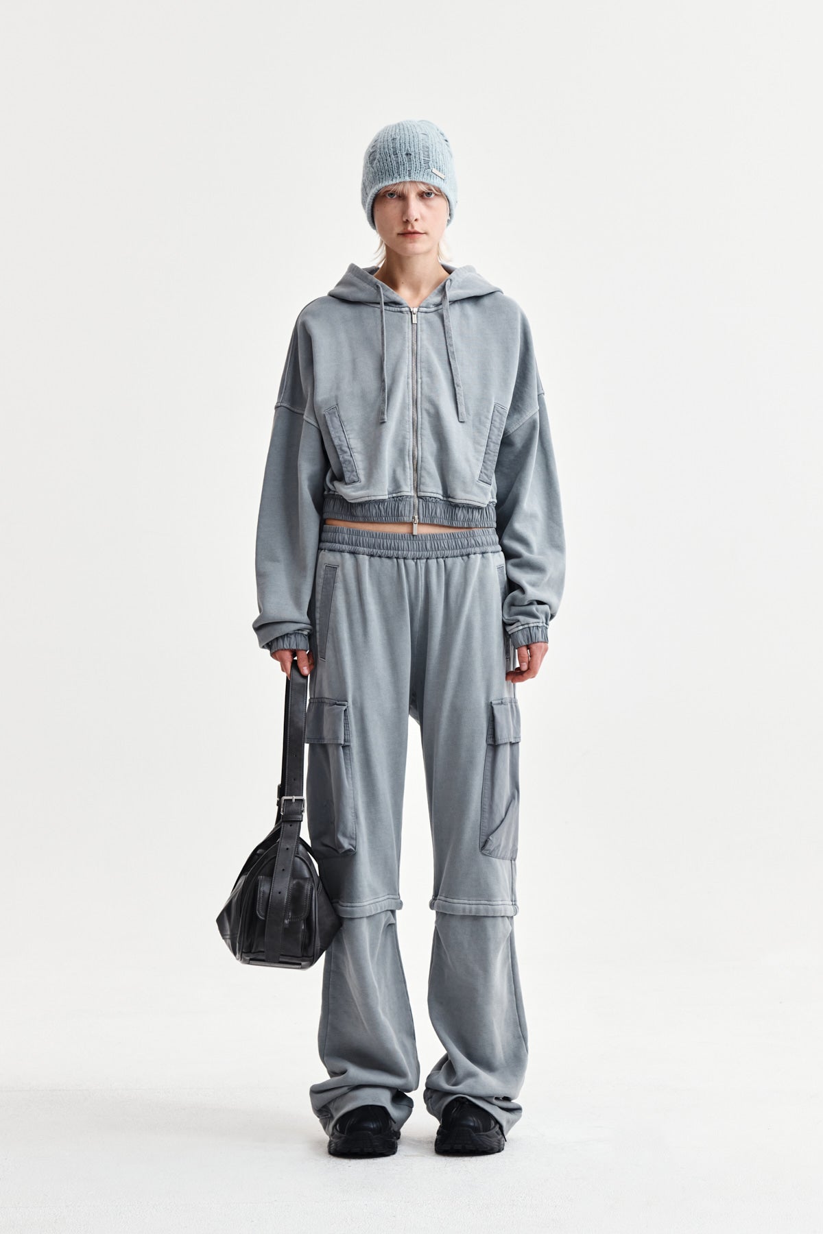 Matinkim Pigment Dyed Cargo Pants For Women IN Light Grey