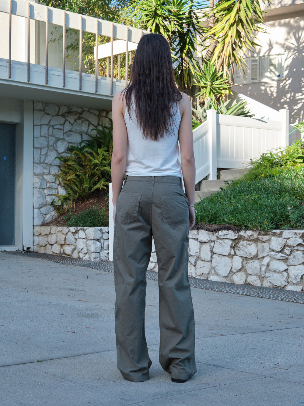 Low Classic Washed Cotton Pocket Pants Olive Khaki