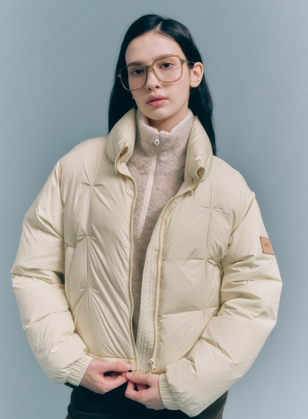 [satur] (W) Orta 2-Way Collar Duck Down Padding - Butter Cream