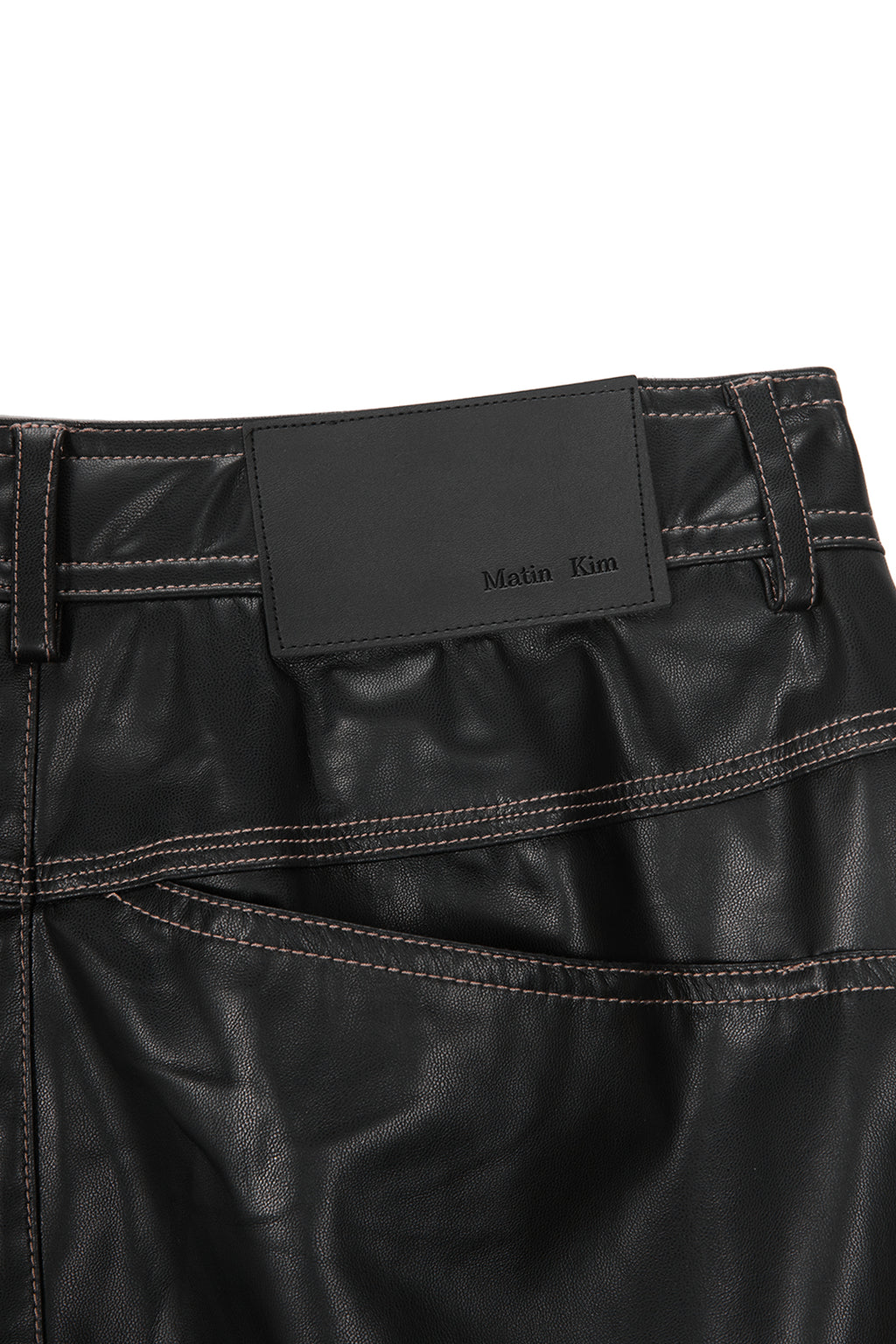 [matinkim] WAIST UNBALANCED LEATHER PANTS IN BLACK
